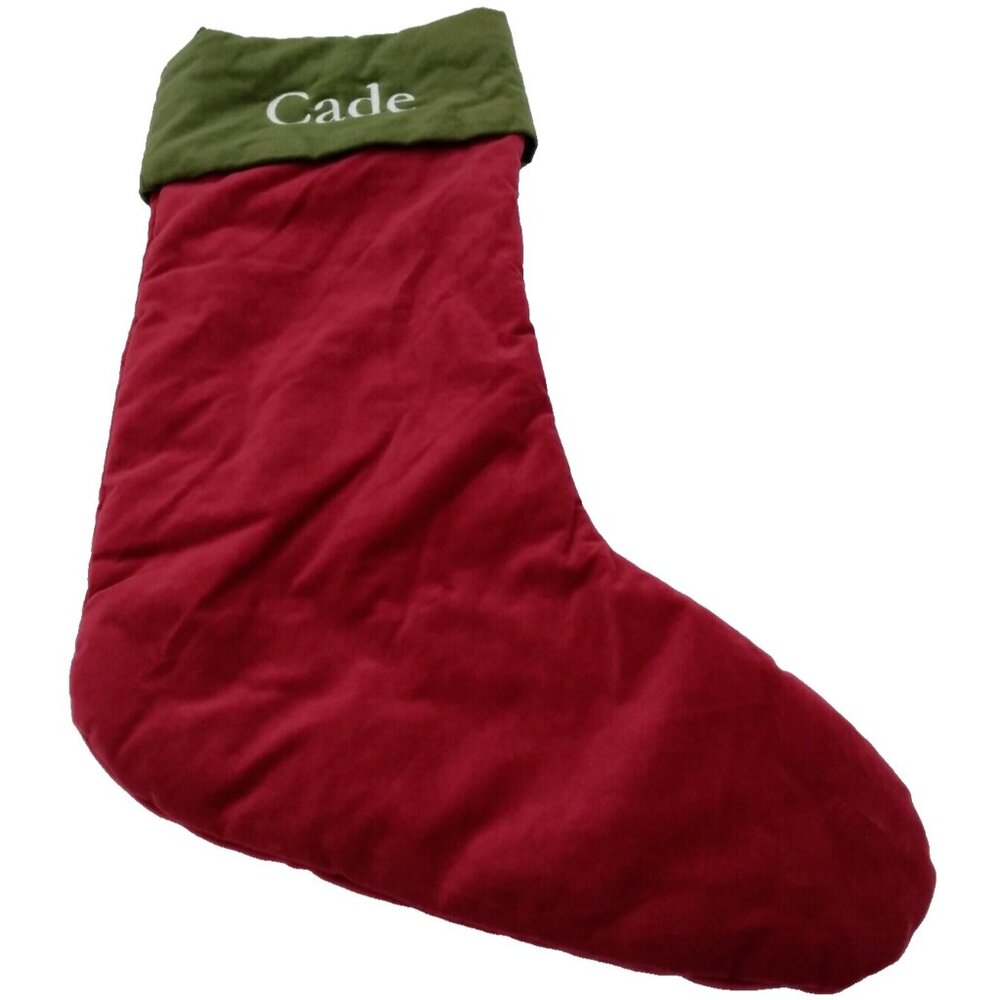 Pottery Barn Cade Velvet Stocking Christmas Holiday Xmas Red Green Large 24 Inch